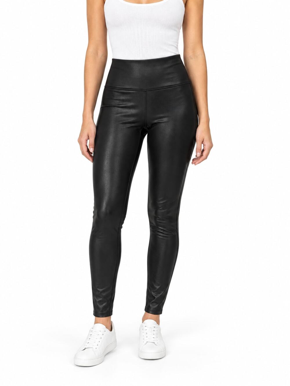 SPANX Women's Faux Leather Leggings High Rise Black Size Small Shapewear Classic